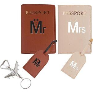 Elegant His & Hers Travel Passport Holder + Luggage Tag Set